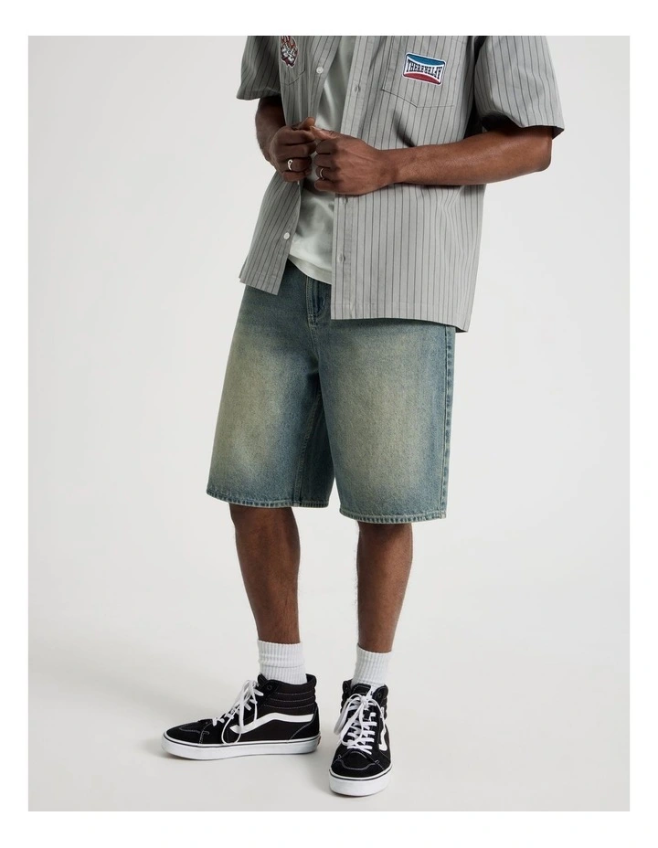 Tinted Denim Shorts in Light Blue image 2