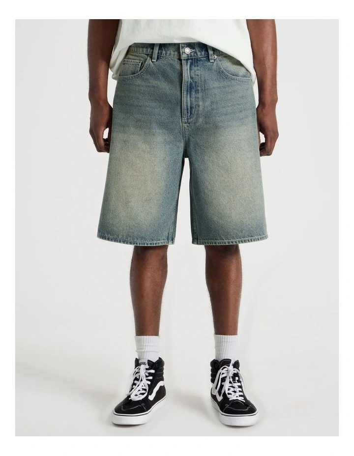 Tinted Denim Shorts in Light Blue image 4