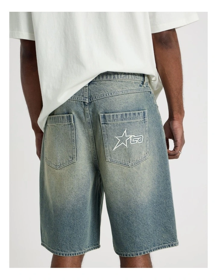 Tinted Denim Shorts in Light Blue image 5