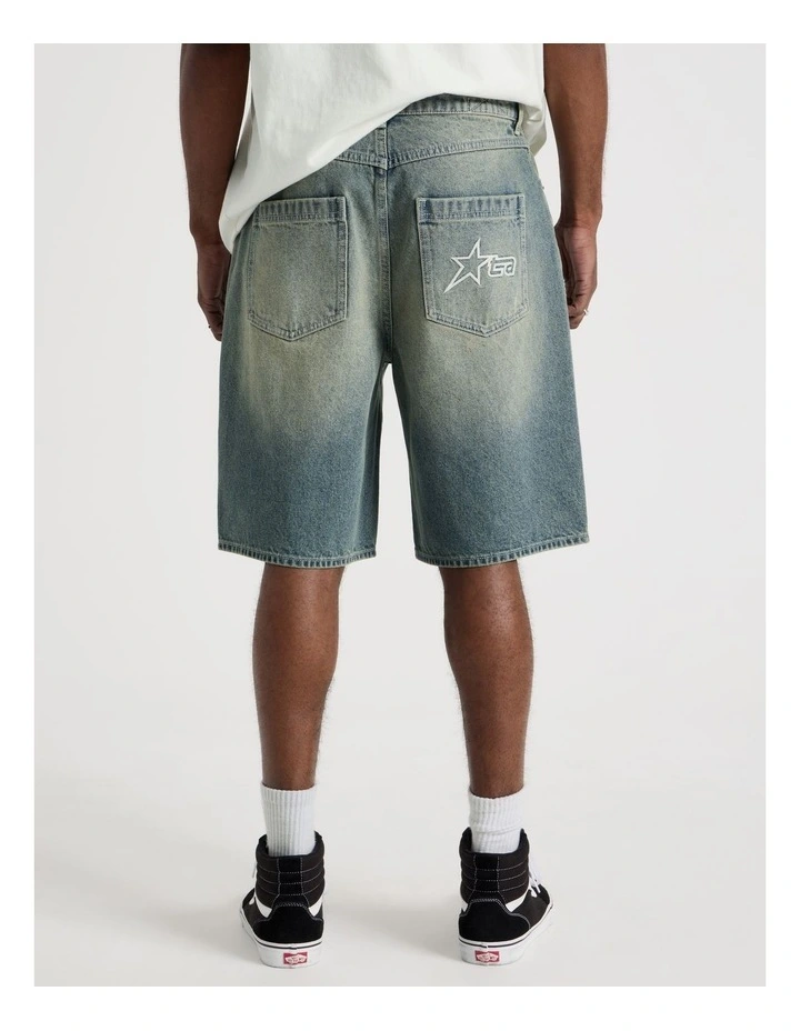 Tinted Denim Shorts in Light Blue image 6