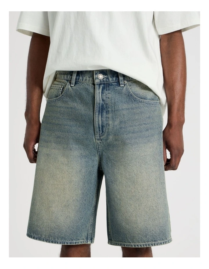 Tinted Denim Shorts in Light Blue image 7