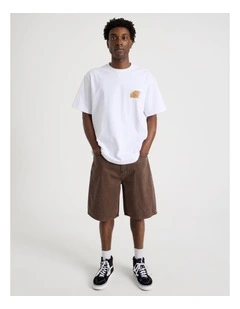 Coloured Denim Short in Brown