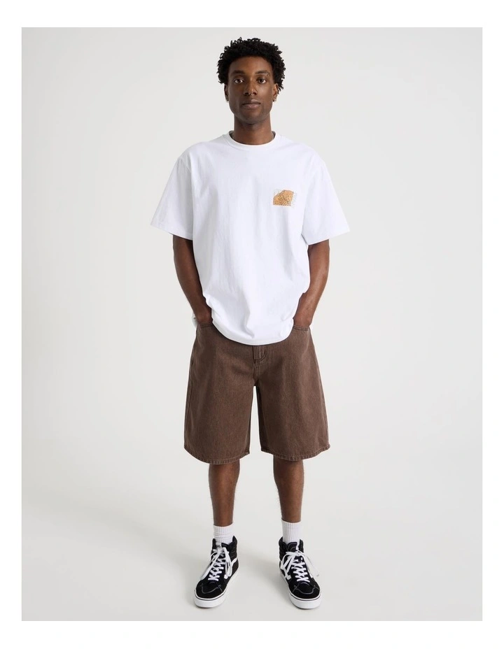 Coloured Denim Short in Brown image 1