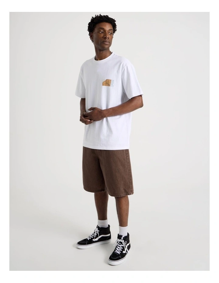 Coloured Denim Short in Brown image 3