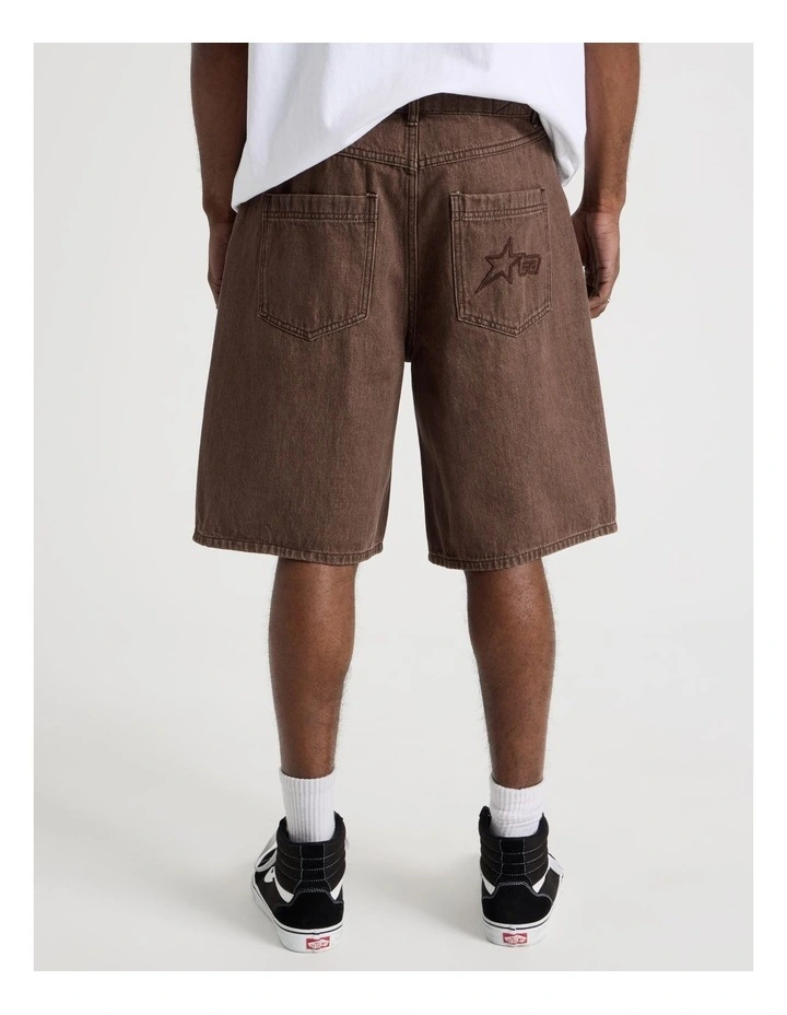 Coloured Denim Short in Brown image 6