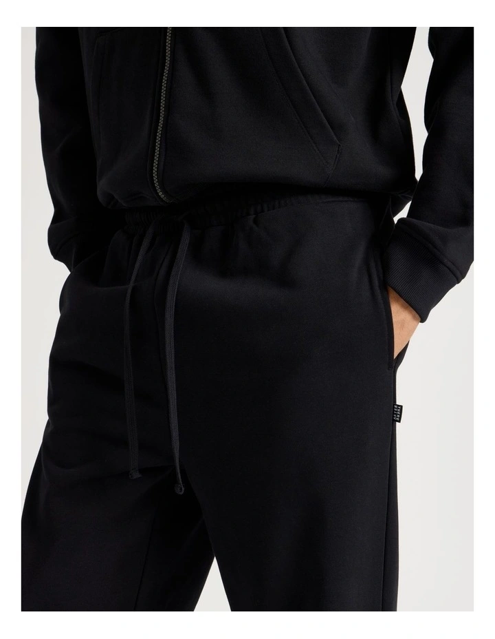 Wide Leg Terry Track Pants in Black image 4