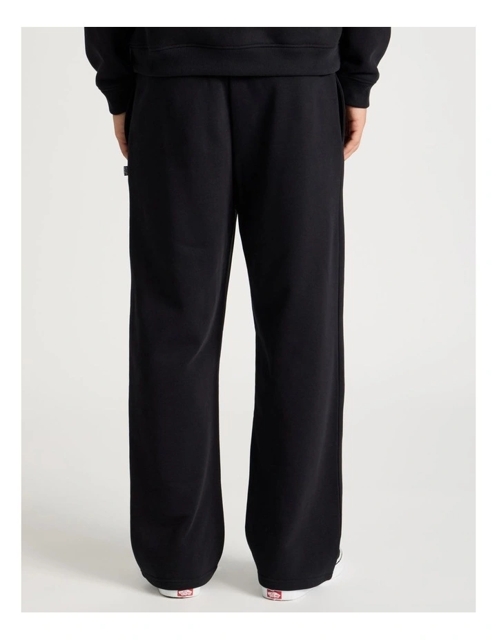 Wide Leg Terry Track Pants in Black image 5