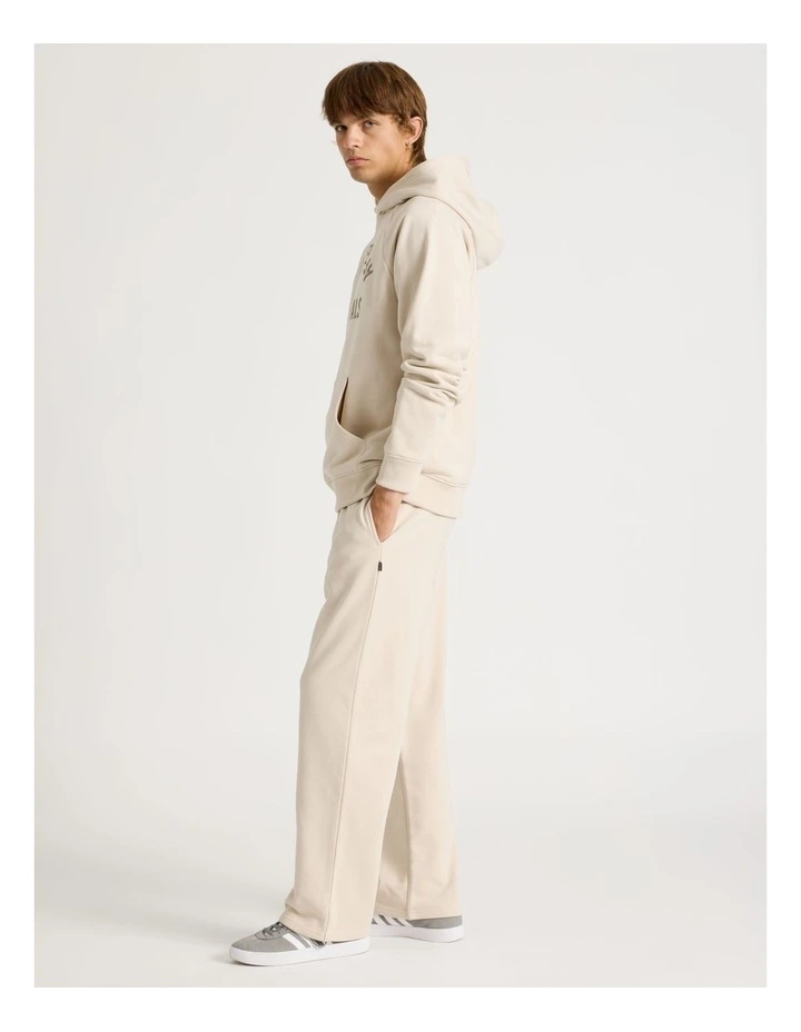 Core Wide Leg Terry Track Pants in Stone image 3