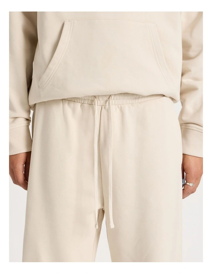 Core Wide Leg Terry Track Pants in Stone image 4