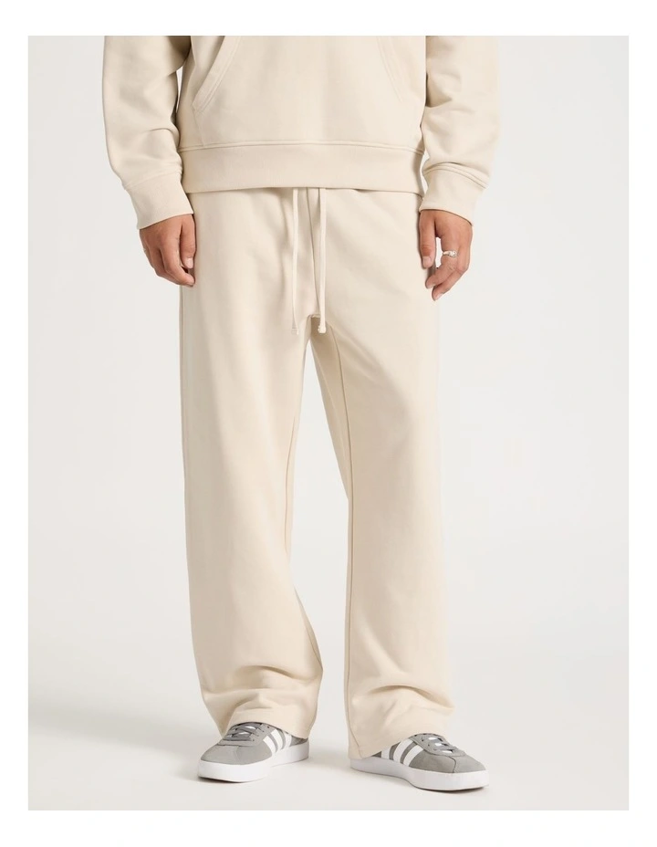 Core Wide Leg Terry Track Pants in Stone image 5