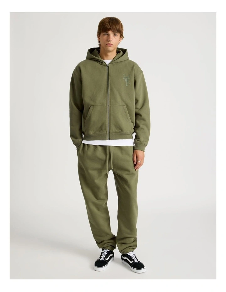 Core Elastic Cuff Track Pants in Olive image 1