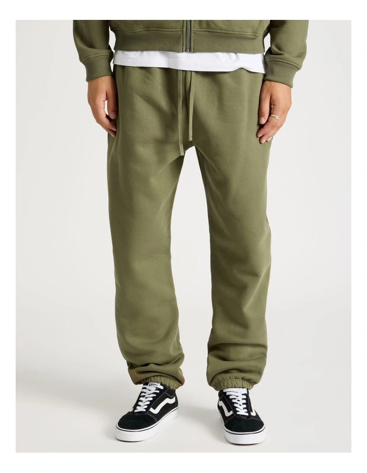 Core Elastic Cuff Track Pants in Olive image 2