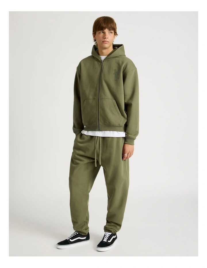 Core Elastic Cuff Track Pants in Olive image 4