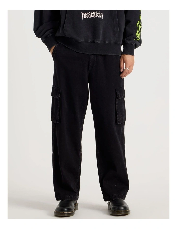 Washed Cargo Trackpant in Charcoal image 2