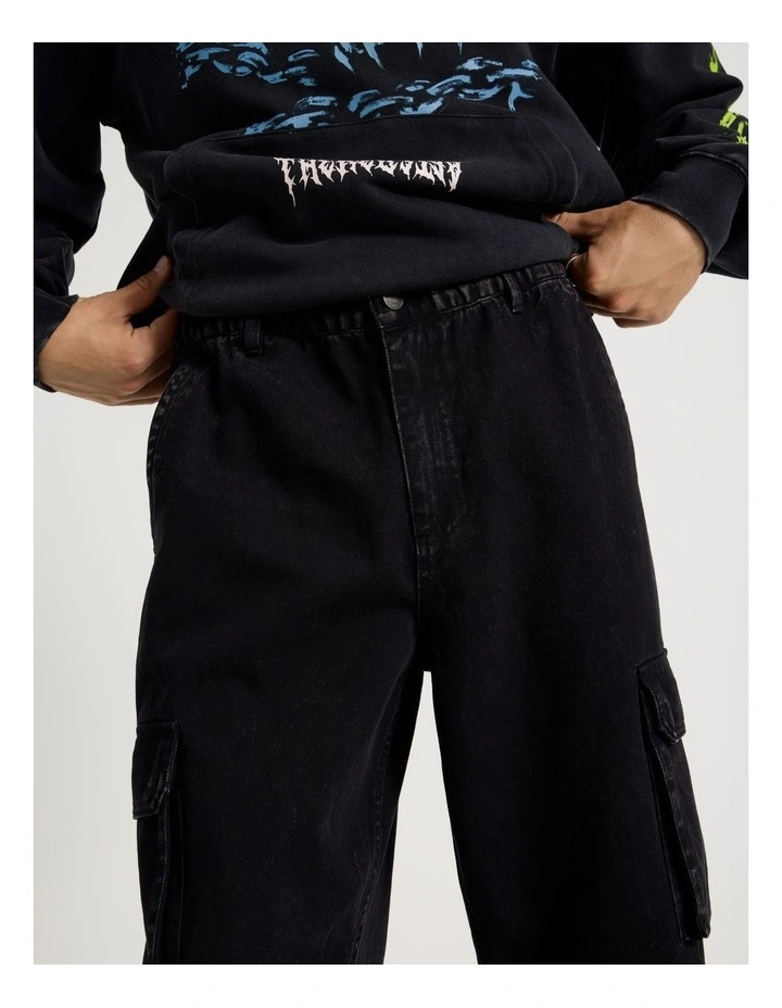 Washed Cargo Trackpant in Charcoal image 4