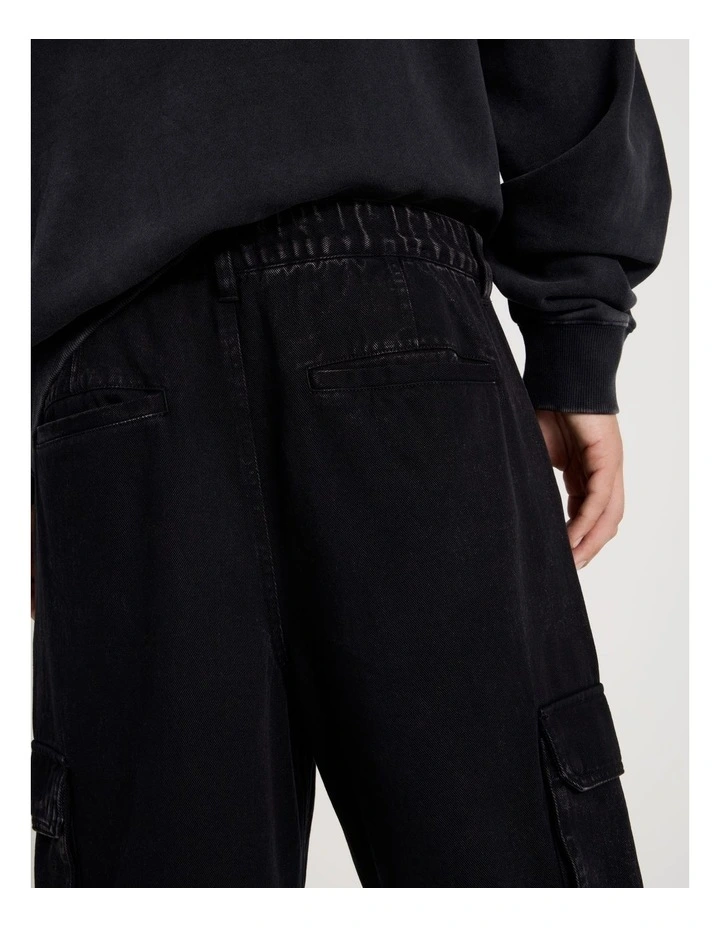 Washed Cargo Trackpant in Charcoal image 7