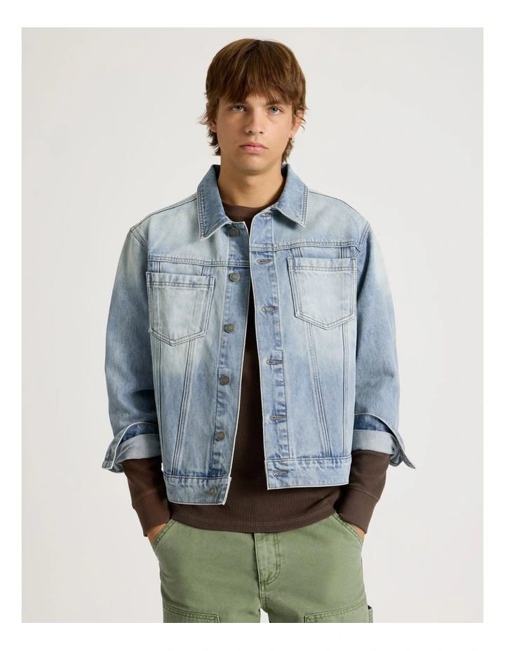 Embroidered Denim Jacket in Blue image 1