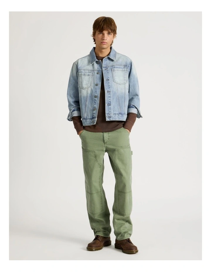 Embroidered Denim Jacket in Blue image 3