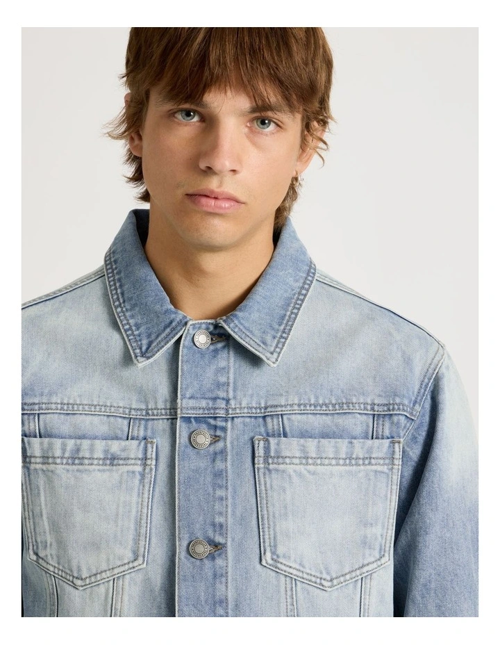 Embroidered Denim Jacket in Blue image 6