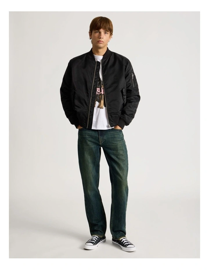 Nylon Bomber Jacket in Black image 3