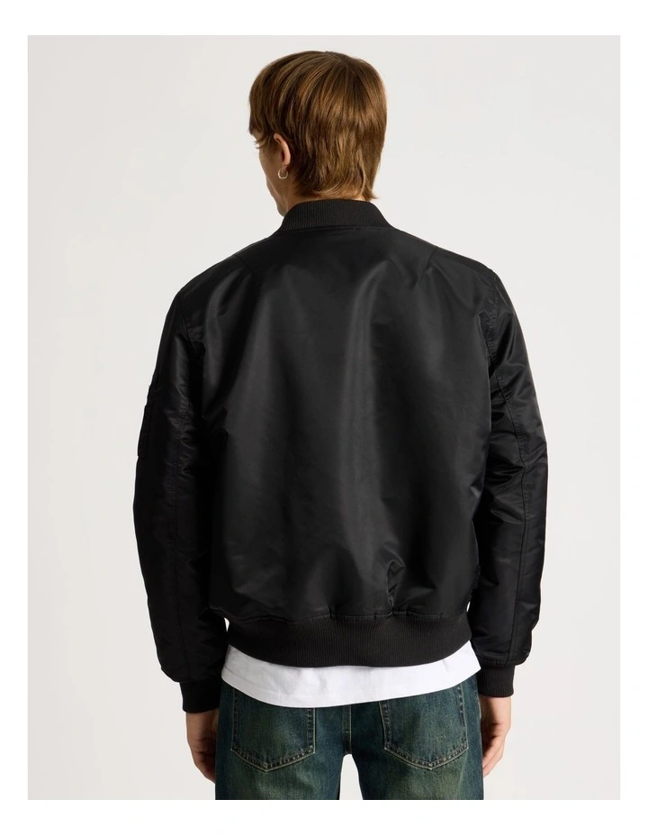 Nylon Bomber Jacket in Black image 6