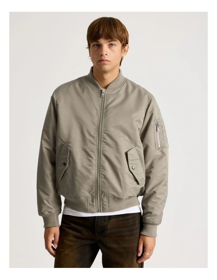 Nylon Bomber Jacket in Sand image 1