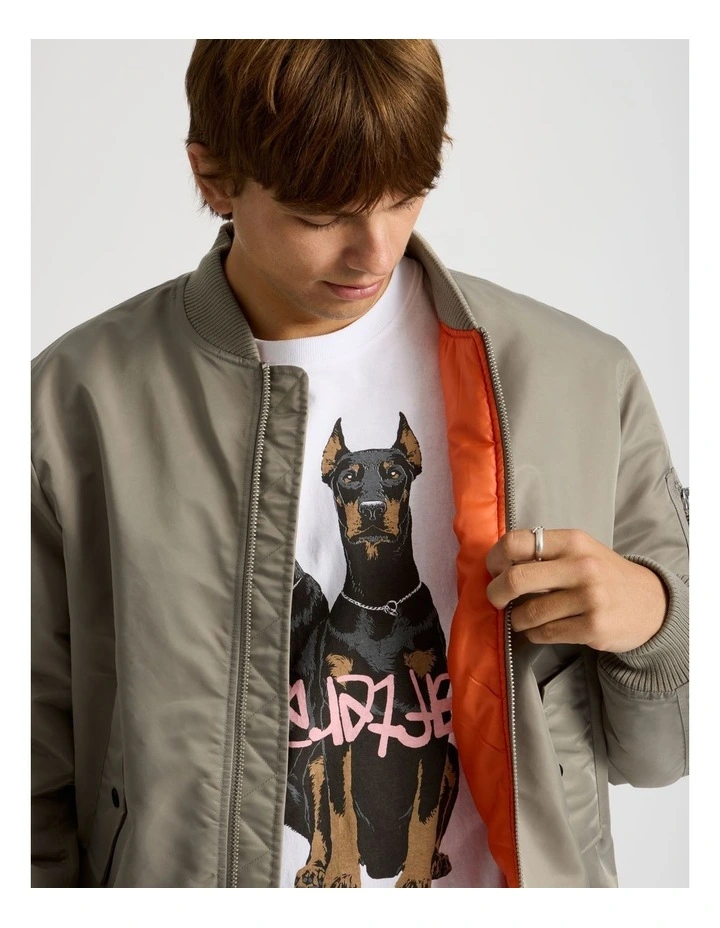 Nylon Bomber Jacket in Sand image 2