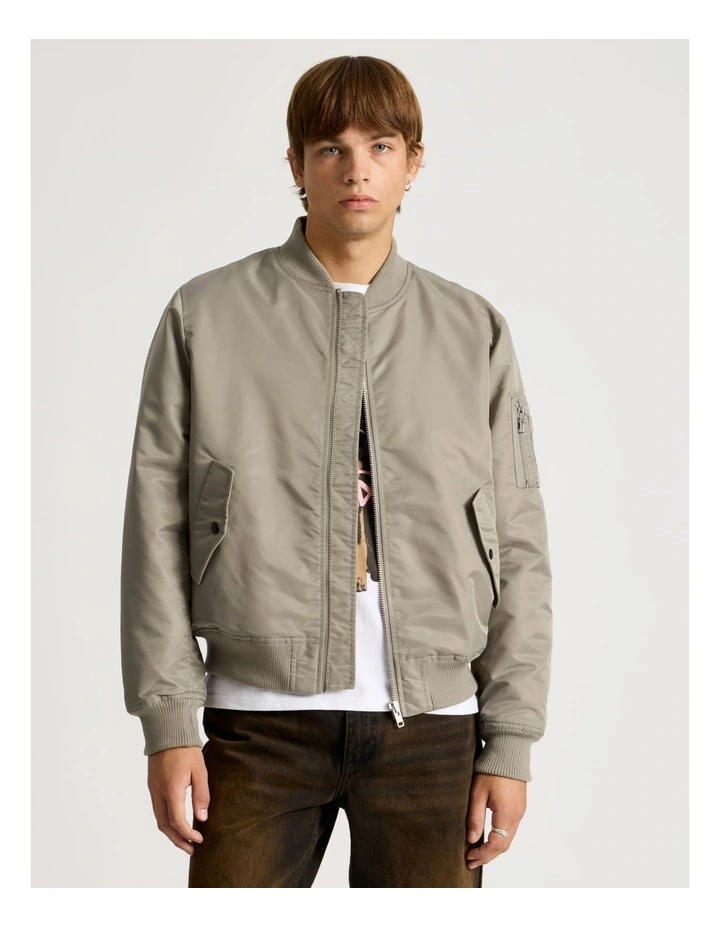 Nylon Bomber Jacket in Sand image 4