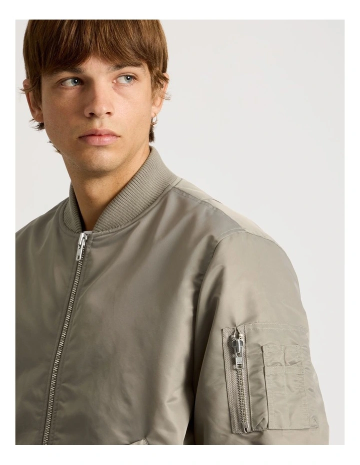 Nylon Bomber Jacket in Sand image 5