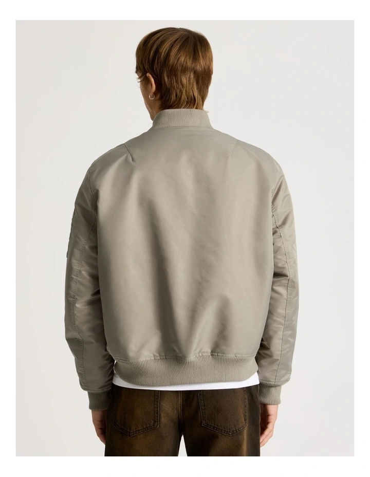 Nylon Bomber Jacket in Sand image 6