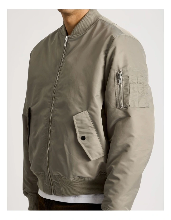 Nylon Bomber Jacket in Sand image 7