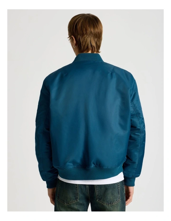 Nylon Bomber Jacket in Blue image 6