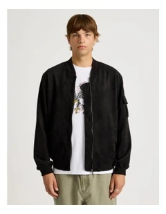 Sueded Bomber Jacket in Black