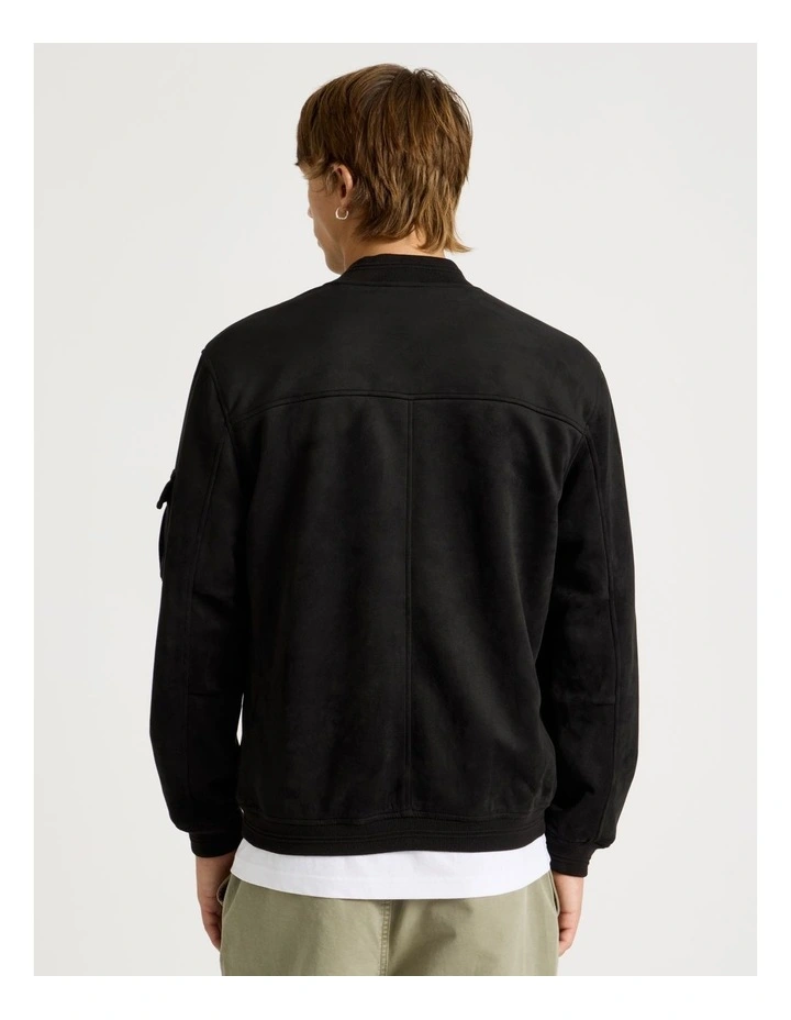 Sueded Bomber Jacket in Black image 6