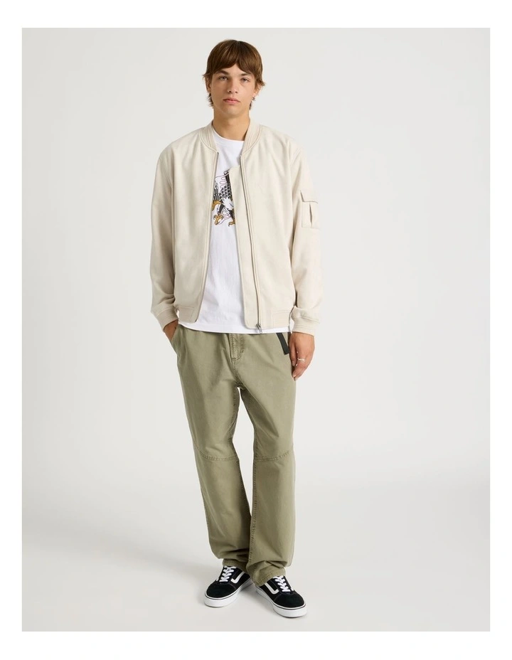 Sueded Bomber Jacket in Stone image 2