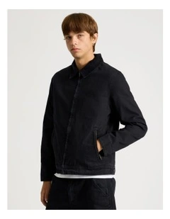 Zip Through Workwear Jacket in Black