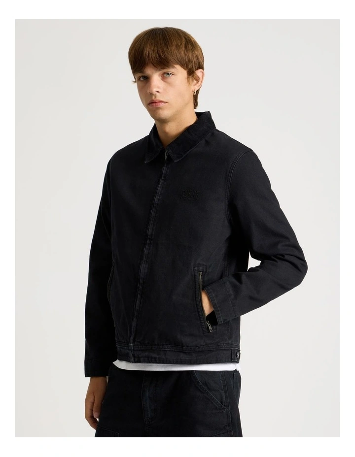 Zip Through Workwear Jacket in Black image 1