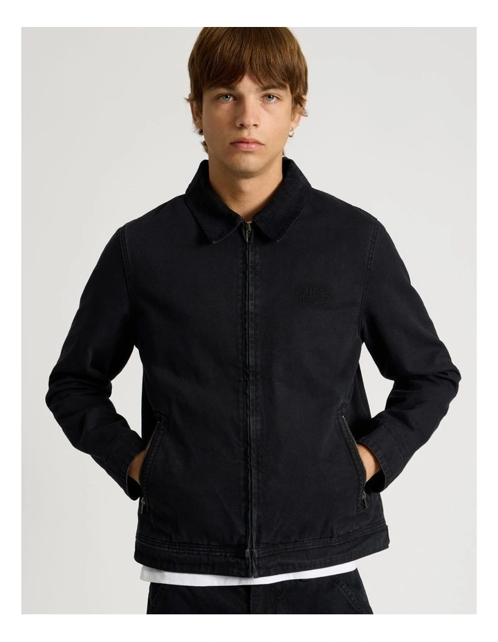 Zip Through Workwear Jacket in Black image 3