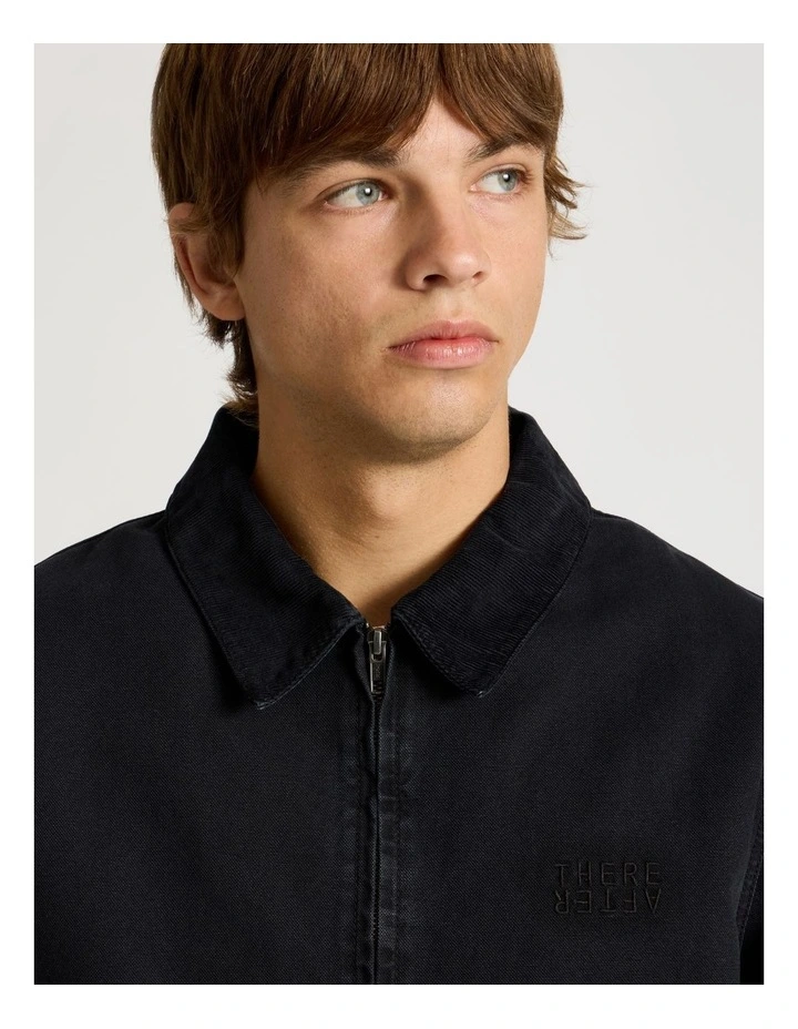 Zip Through Workwear Jacket in Black image 4