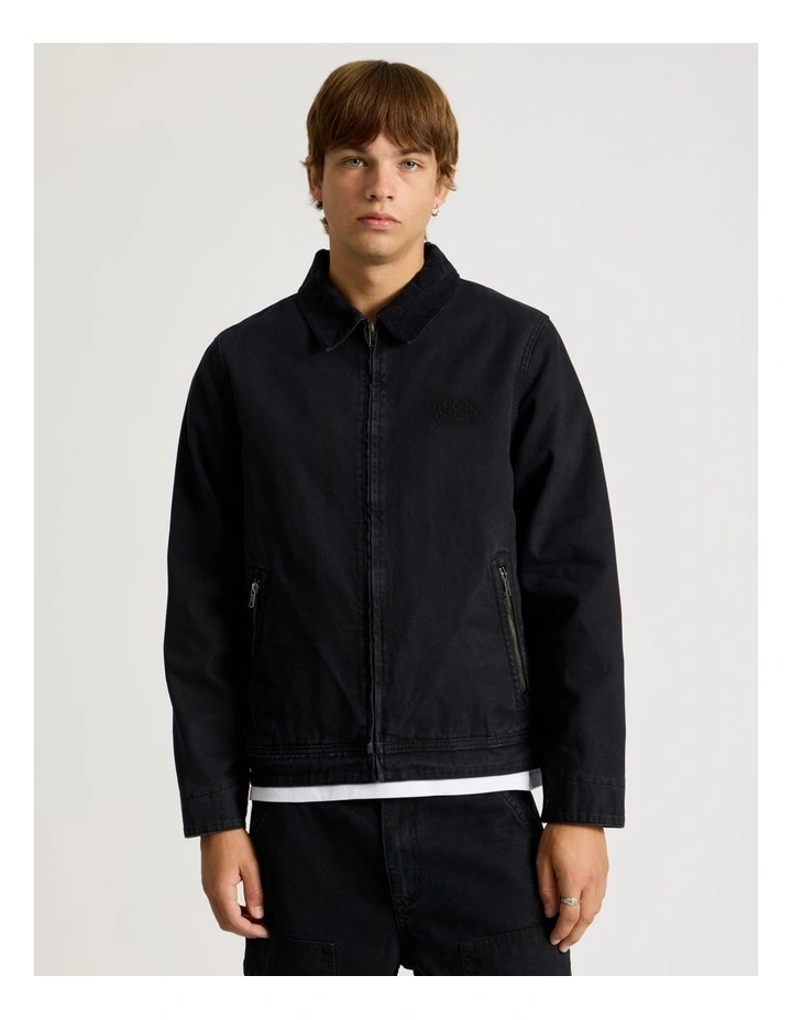 Zip Through Workwear Jacket in Black image 5
