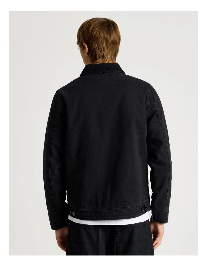 Zip Through Workwear Jacket in Black image 6