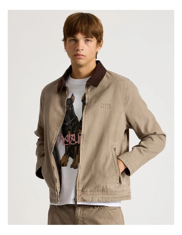 Zip Through Workwear Jacket in Sand image 1