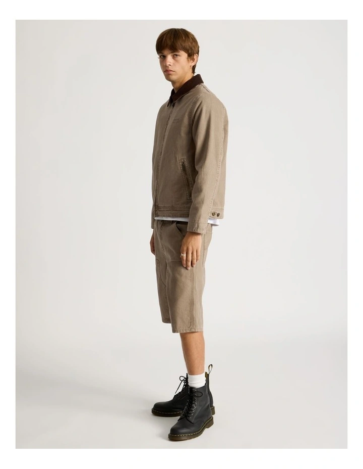 Zip Through Workwear Jacket in Sand image 4