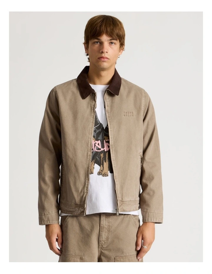 Zip Through Workwear Jacket in Sand image 5