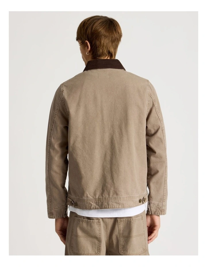 Zip Through Workwear Jacket in Sand image 6