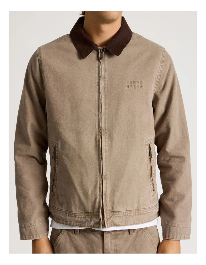 Zip Through Workwear Jacket in Sand image 7