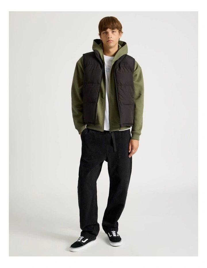 Embroidered Logo Reversible Puffer Vest in Black image 3