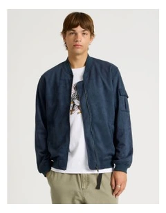Sueded Bomber Jacket in Blue