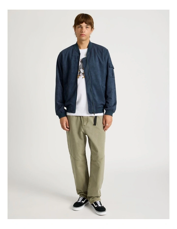 Sueded Bomber Jacket in Blue image 2