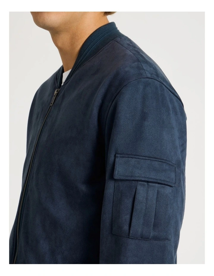 Sueded Bomber Jacket in Blue image 5